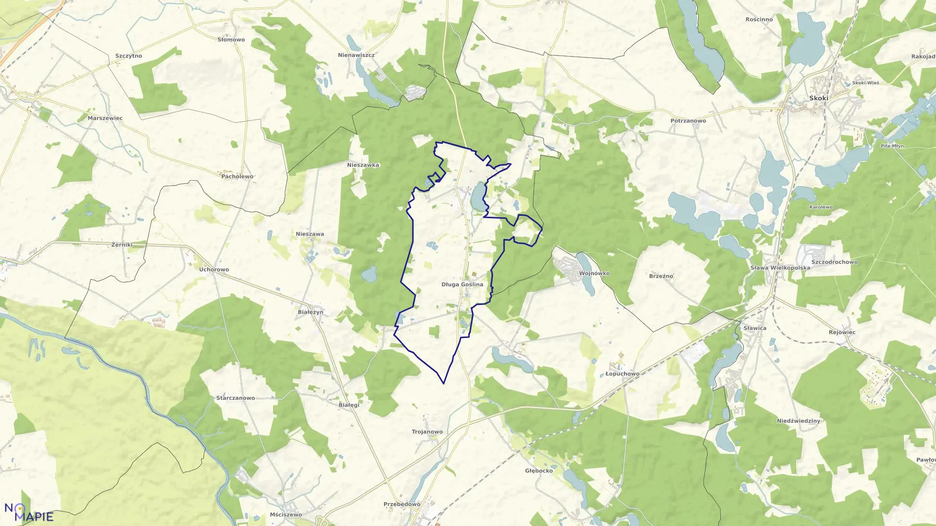Mapa obrębu DŁUGA GOŚLINA w gminie Murowana Goślina