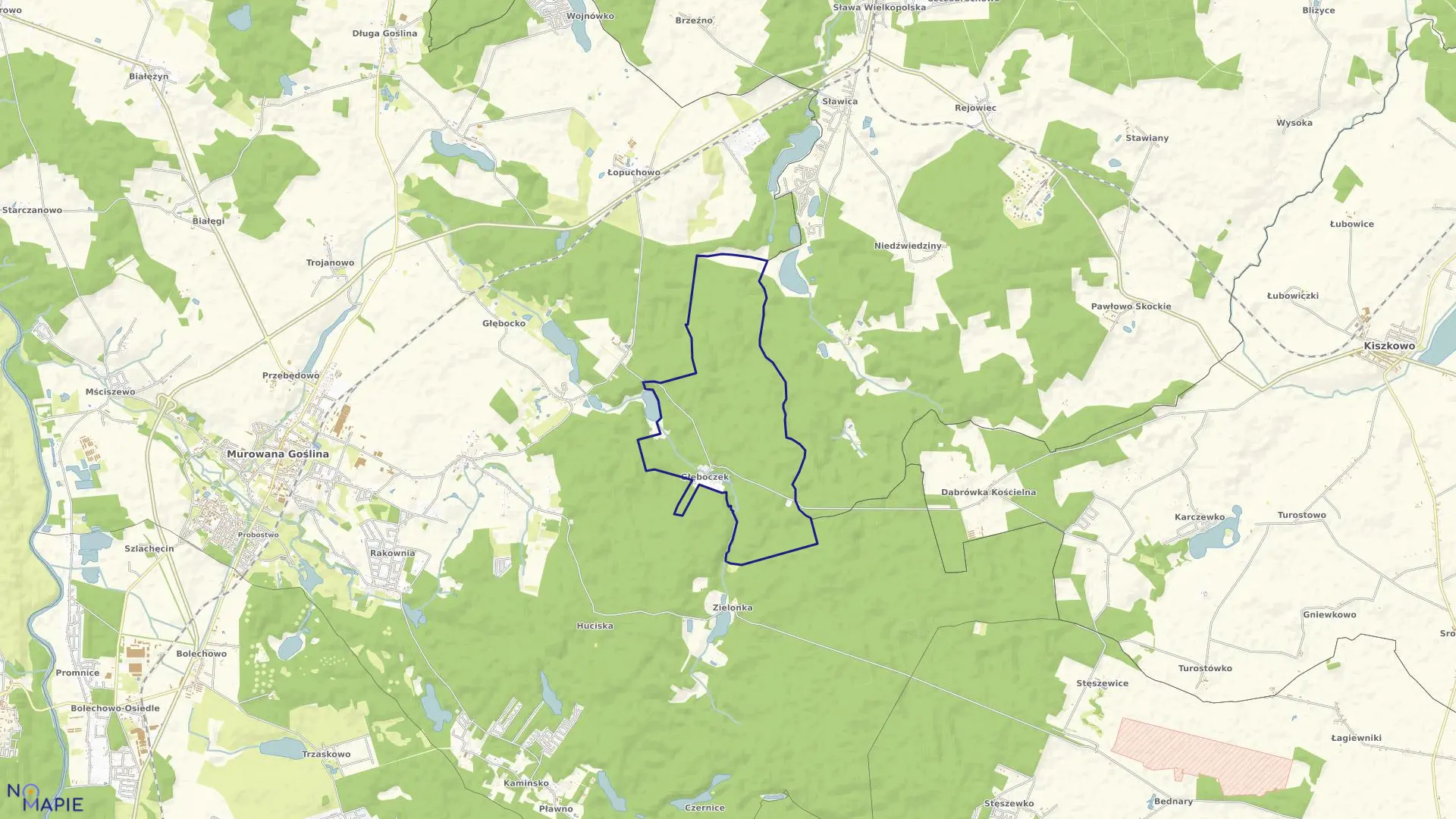 Mapa obrębu GŁĘBOCZEK w gminie Murowana Goślina