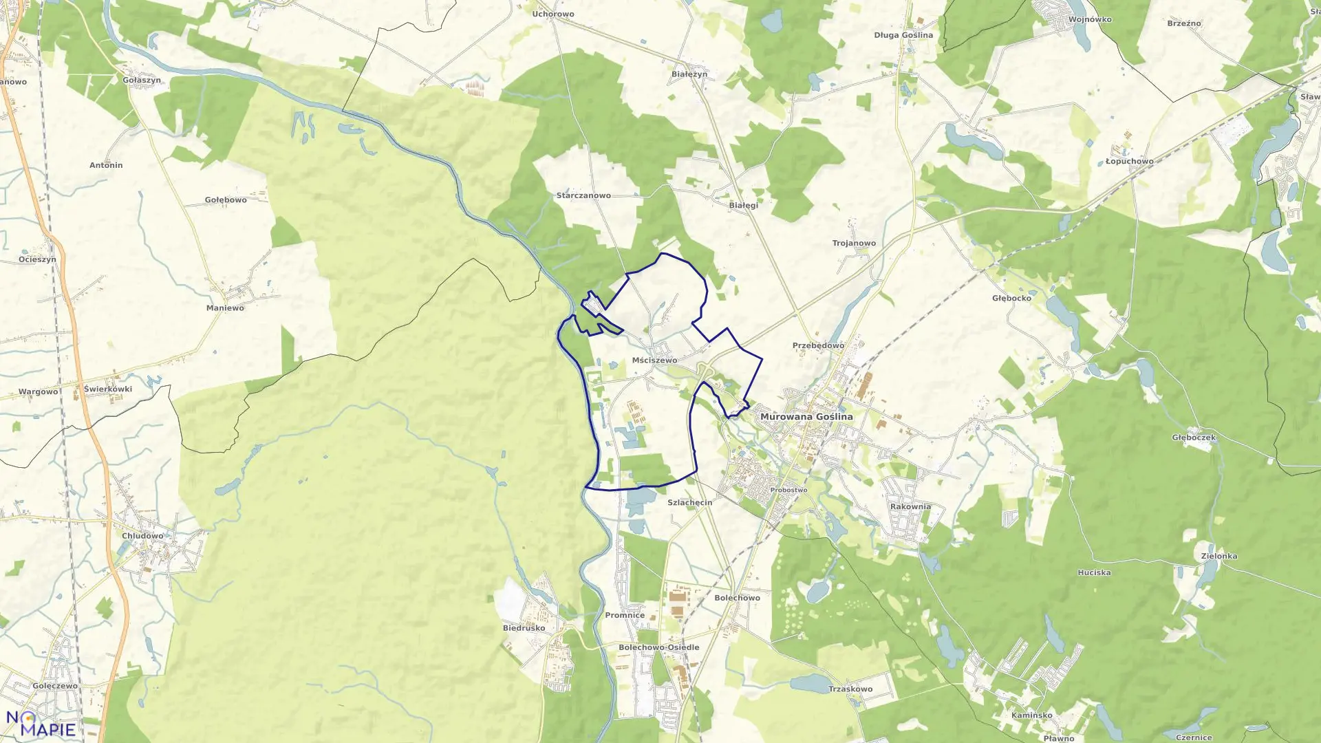 Mapa obrębu MŚCISZEWO w gminie Murowana Goślina