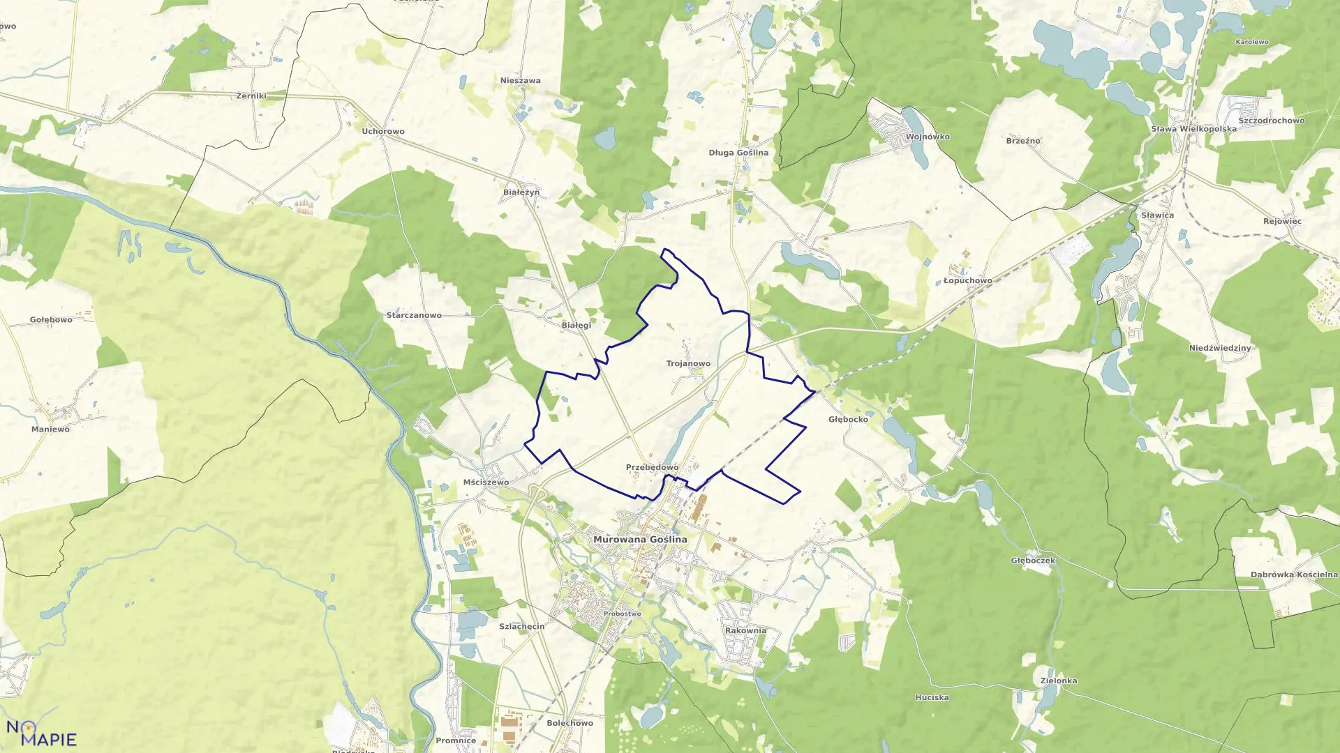 Mapa obrębu TROJANOWO w gminie Murowana Goślina